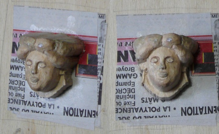 tête de cariatide en bois sculpté réf. 234