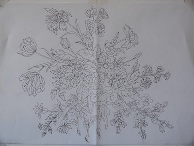 dessin de marqueterie bouquet floral réf. 0091